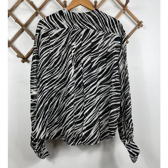 New ANINE BING 100% Silk Arrow Shirt in Cream Zebra Women's Size L - Picture 3 of 14